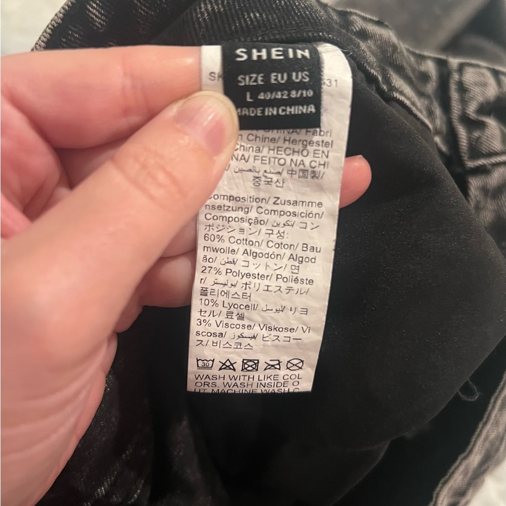 SHEIN EZwear High Waist Straight Leg Baggy Jeans Sz Large Charcoal - Picture 4 of 5